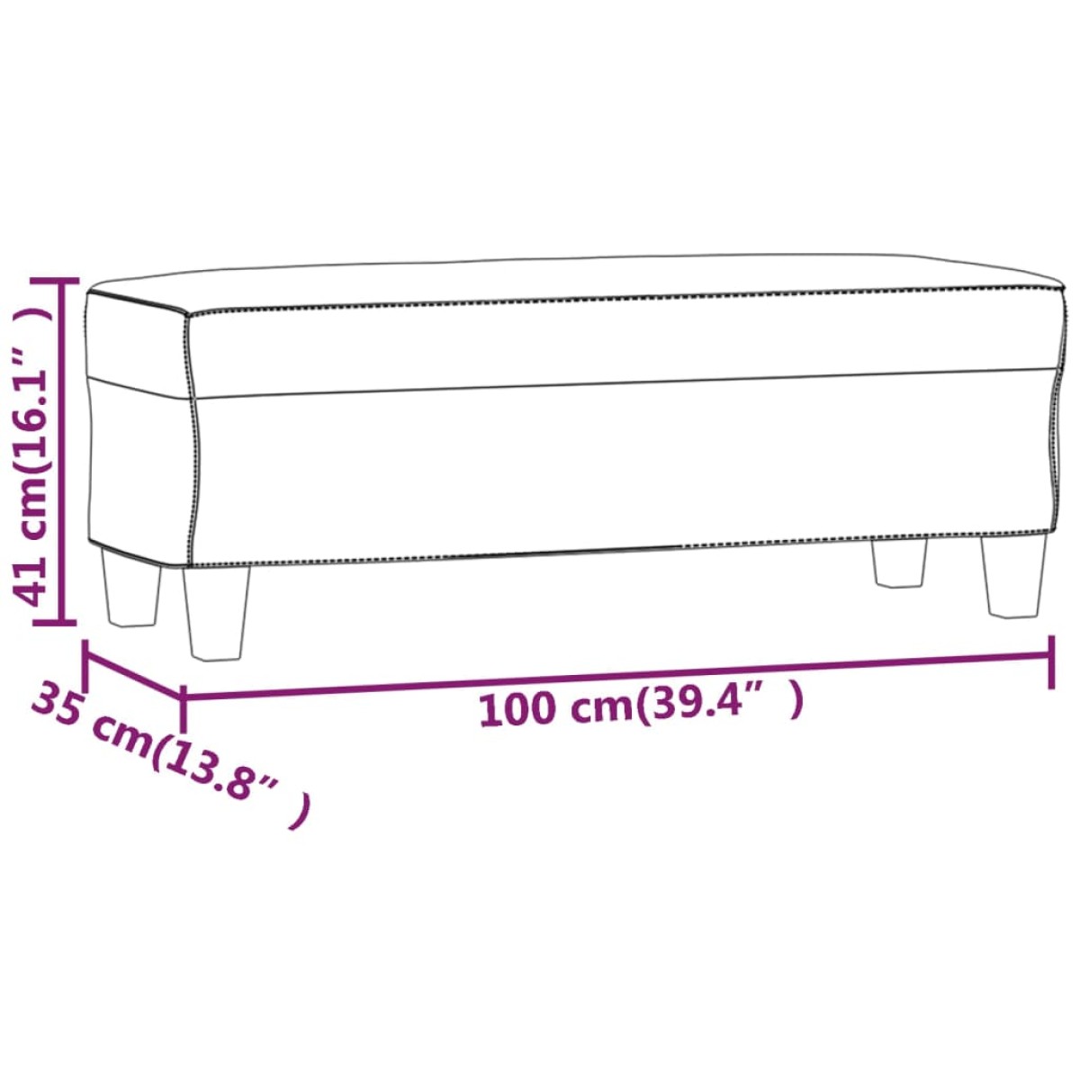 vidaXL Πάγκος Κρεμ 100x35x41 εκ. από Συνθετικό Δέρμα