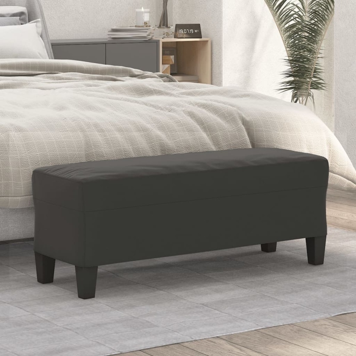 vidaXL Πάγκος Σκούρο Γκρι 100x35x41 εκ. από Ύφασμα Μικροϊνών