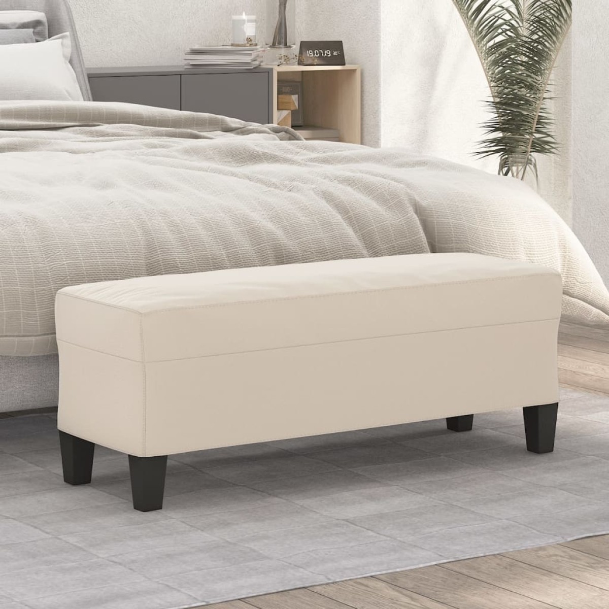 vidaXL Πάγκος Κρεμ 100x35x41 εκ. από Ύφασμα Μικροϊνών