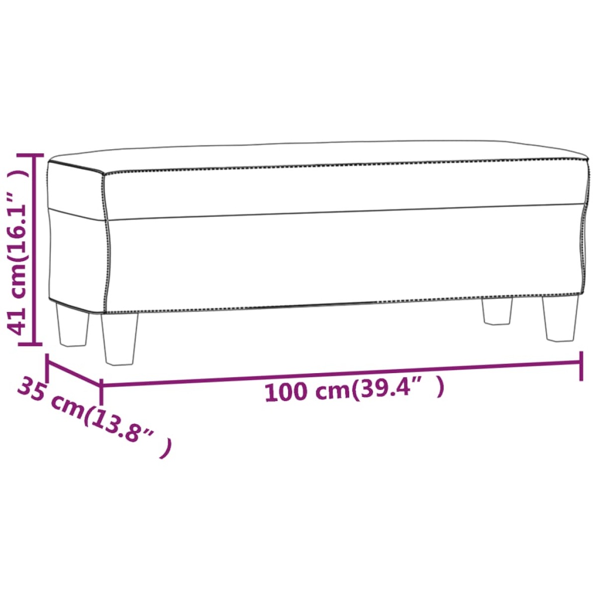 vidaXL Πάγκος Μπεζ 100x35x41 εκ. από Ύφασμα Μικροϊνών