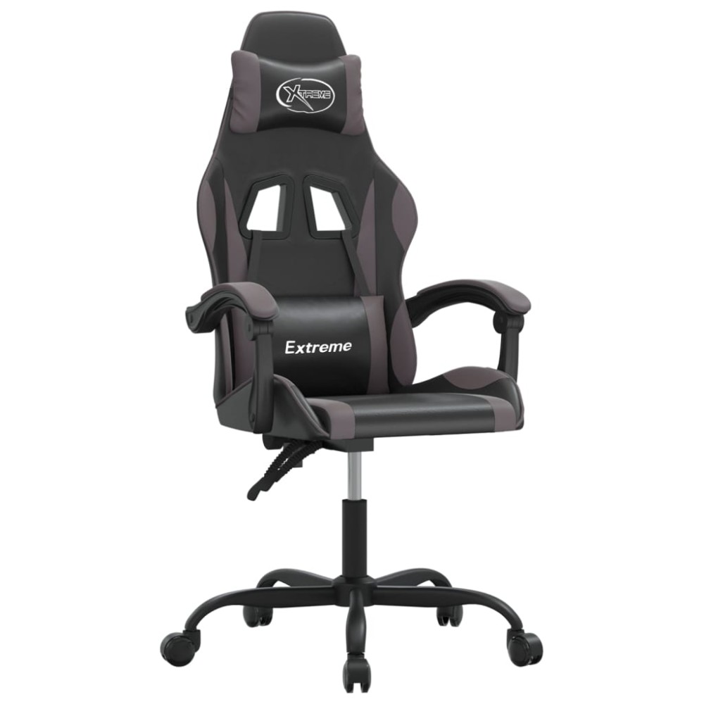 vidaXL Καρέκλα Gaming Περιστρεφόμενη Μαύρη/Γκρι από Συνθετικό Δέρμα