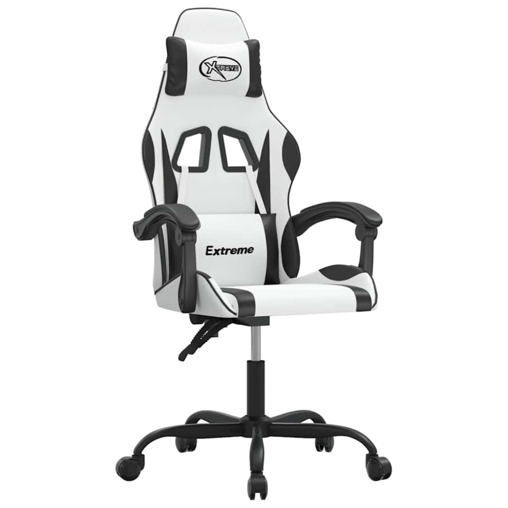 vidaXL Καρέκλα Gaming Περιστρεφόμενη Λευκή/Μαύρη από Συνθετικό Δέρμα