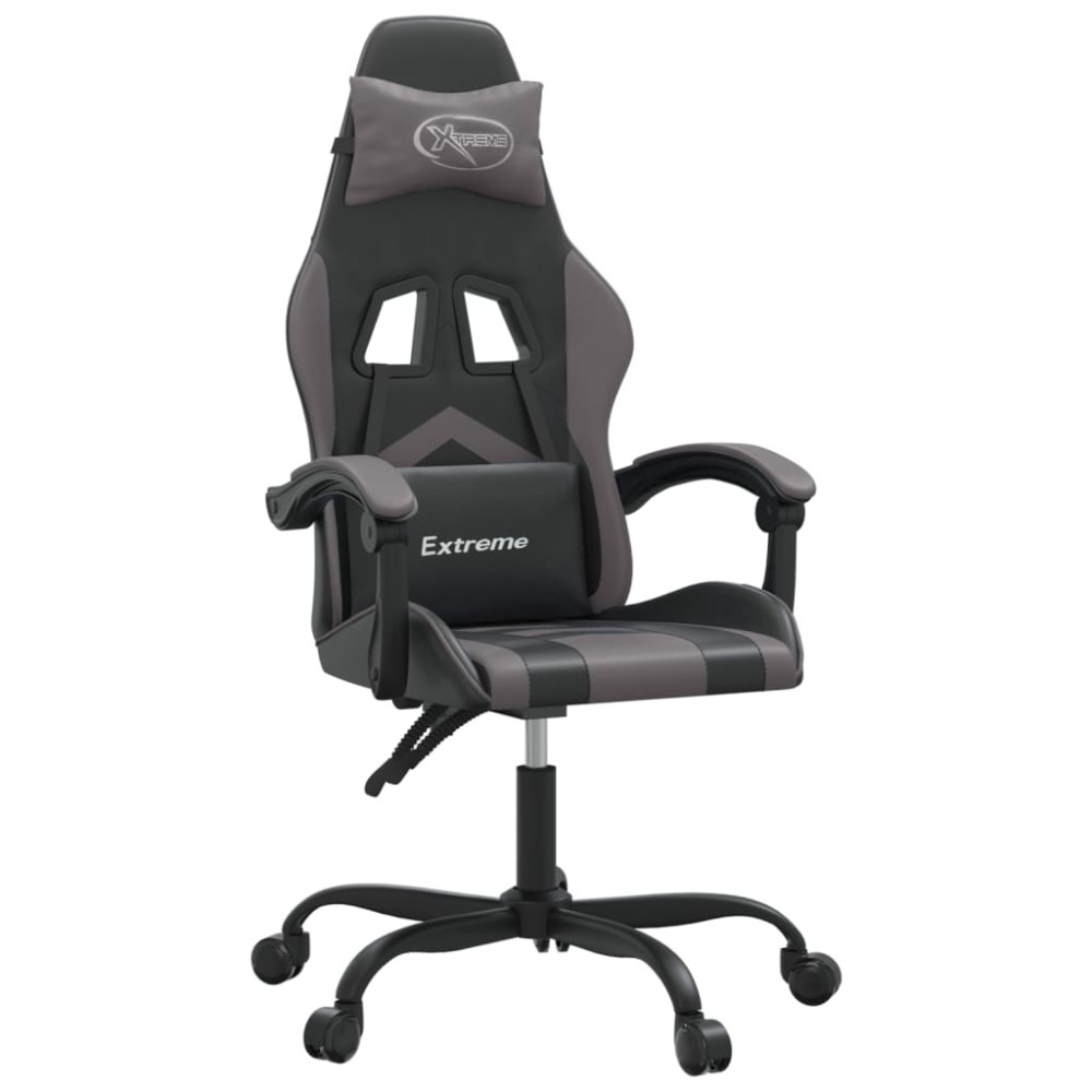 vidaXL Καρέκλα Gaming Περιστρεφόμενη Μαύρη/Γκρι από Συνθετικό Δέρμα