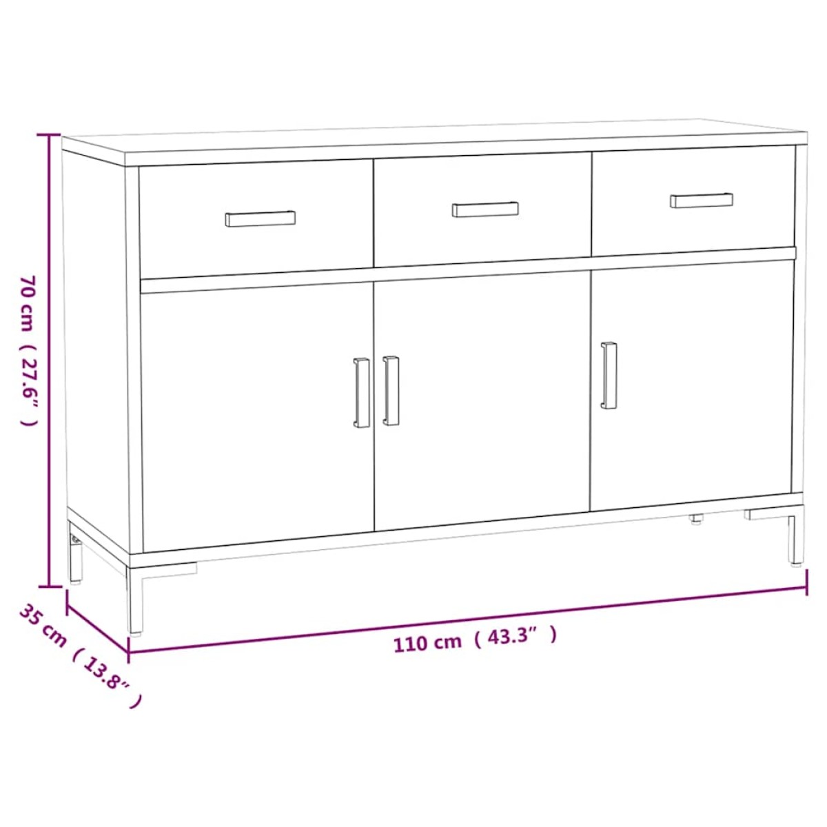 vidaXL Ντουλάπι Καφέ 110 x 35 x 70 εκ. από Μασίφ Ξύλο Πεύκου