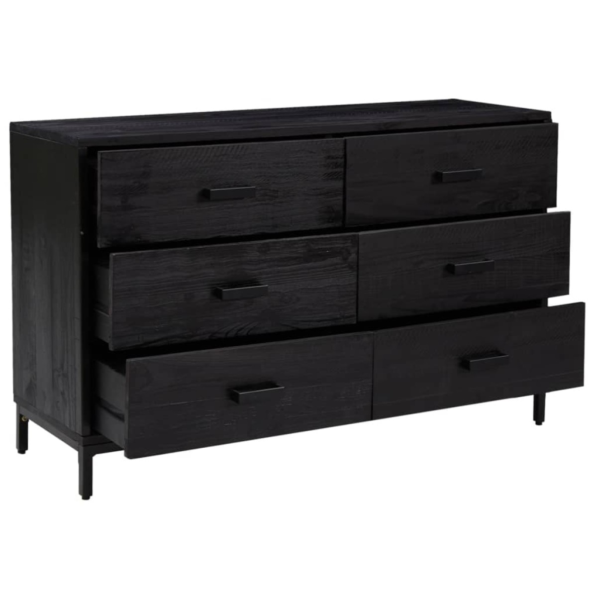 vidaXL Ντουλάπι Μαύρο 110 x 35 x 70 εκ. από Μασίφ Ξύλο Πεύκου