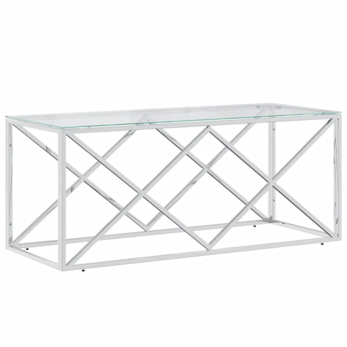 vidaXL Τραπέζι Σαλονιού 110x45x45 εκ. από Ανοξ. Ατσάλι και Γυαλί
