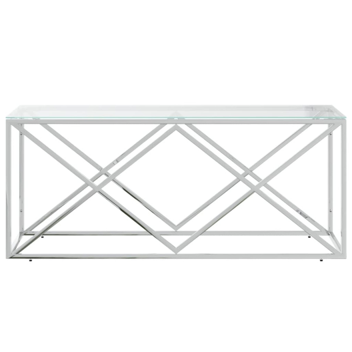 vidaXL Τραπέζι Σαλονιού 110x45x45 εκ. από Ανοξ. Ατσάλι και Γυαλί