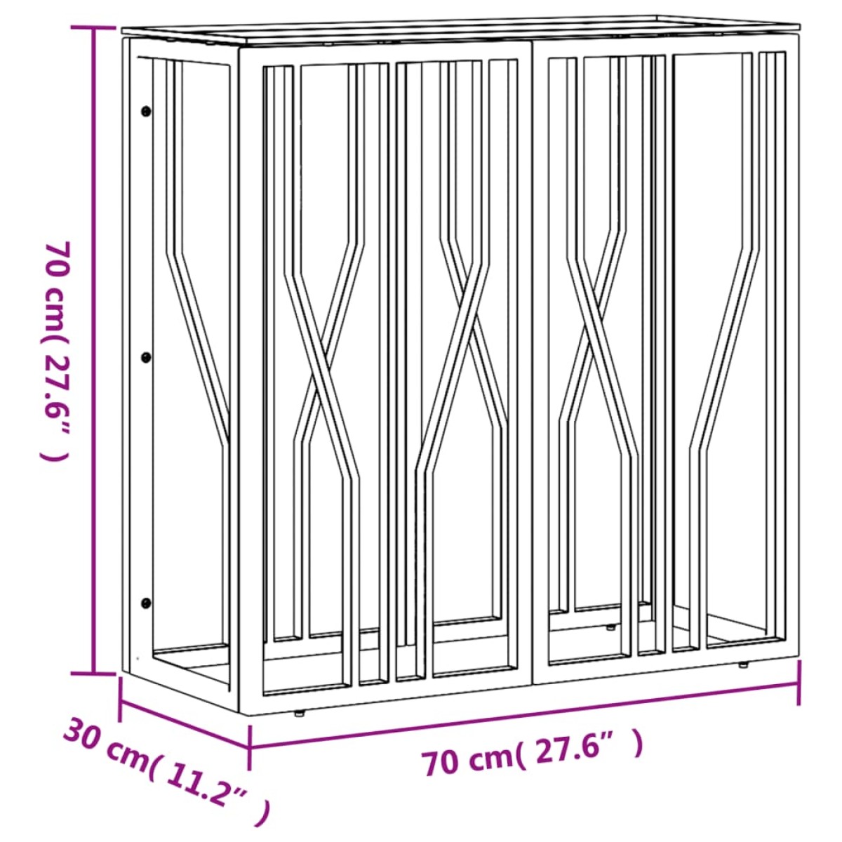 vidaXL Τραπέζι Κονσόλα Ασημί 70x30x70 εκ. Ανοξείδωτο Ατσάλι και Γυαλί