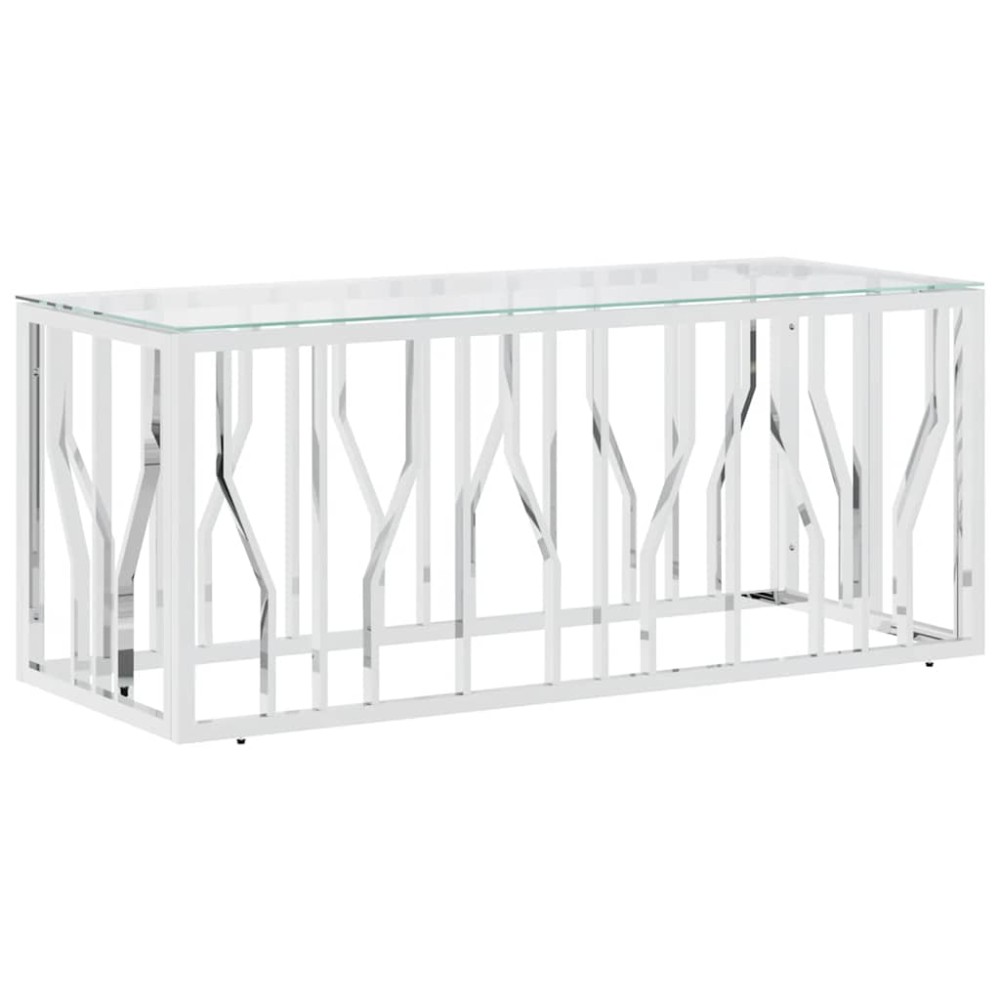 vidaXL Τραπέζι Σαλονιού 110x45x45 εκ. από Ανοξ. Ατσάλι και Γυαλί