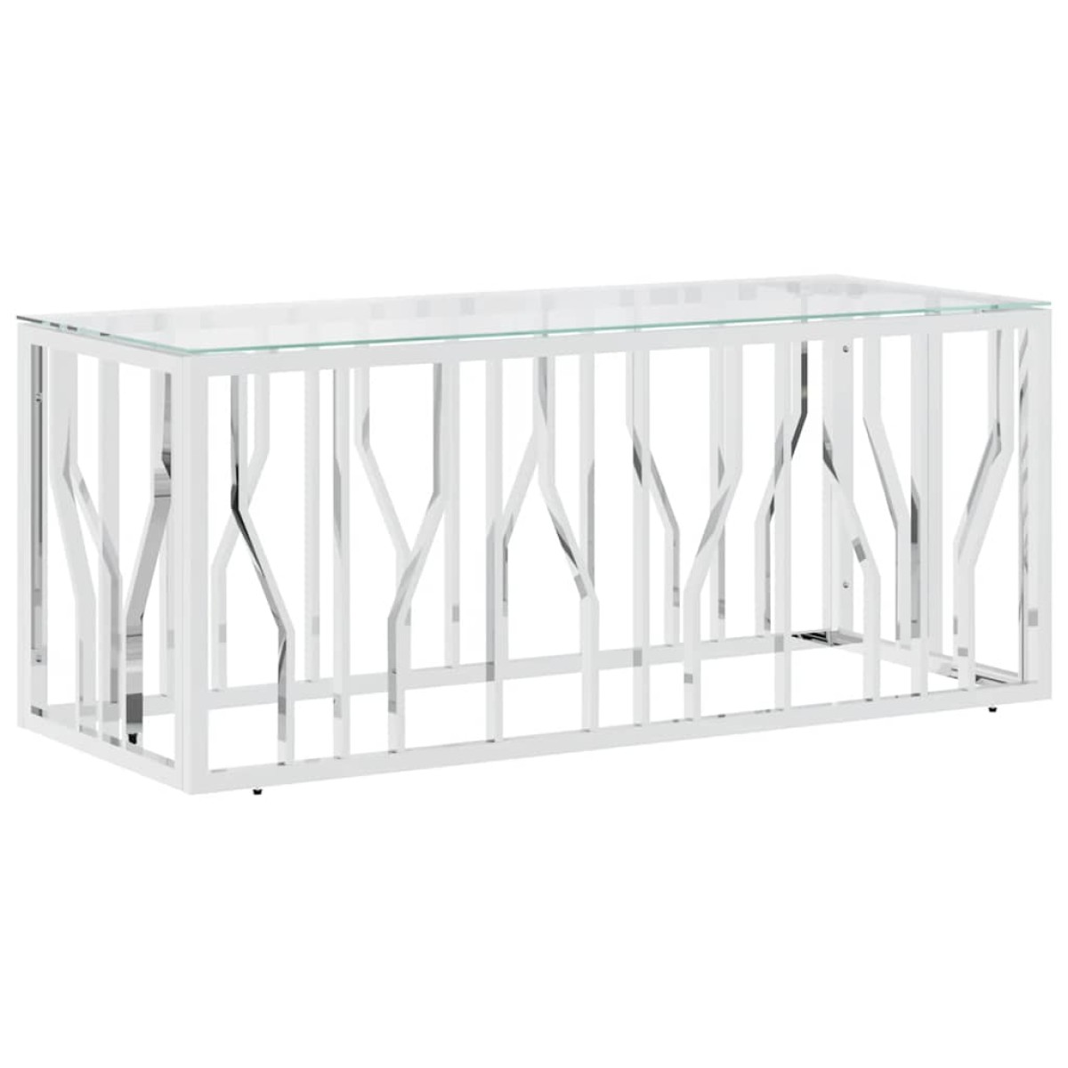 vidaXL Τραπέζι Σαλονιού 110x45x45 εκ. από Ανοξ. Ατσάλι και Γυαλί
