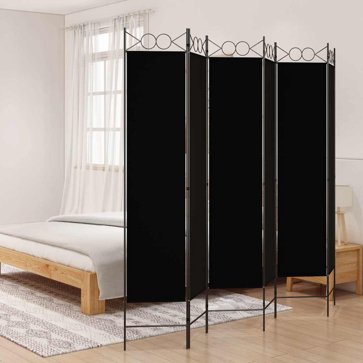 vidaXL Διαχωριστικό Δωματίου με 6 Πάνελ Μαύρο 240x200 εκ. από Ύφασμα