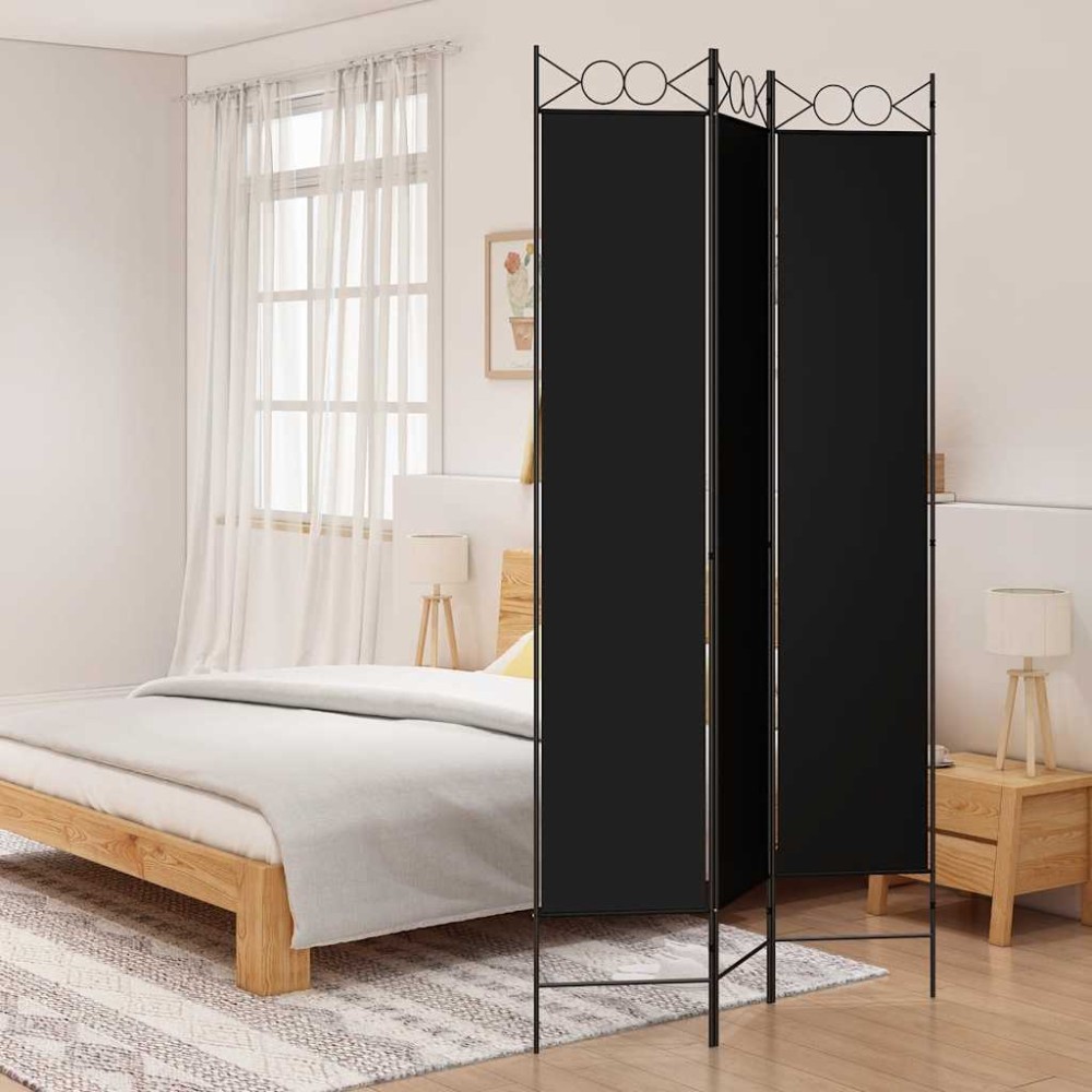 vidaXL Διαχωριστικό Δωματίου με 3 Πάνελ Μαύρο 120x220 εκ. από Ύφασμα