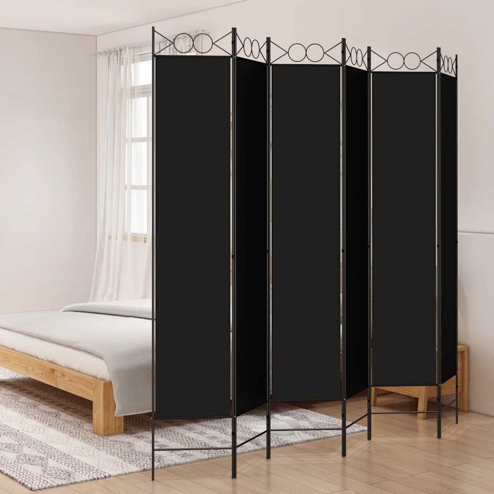 vidaXL Διαχωριστικό Δωματίου με 6 Πάνελ Μαύρο 240x220 εκ. από Ύφασμα