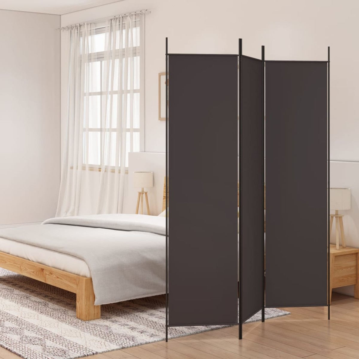 vidaXL Διαχωριστικό Δωματίου με 3 Πάνελ Καφέ 150x200 εκ. από Ύφασμα