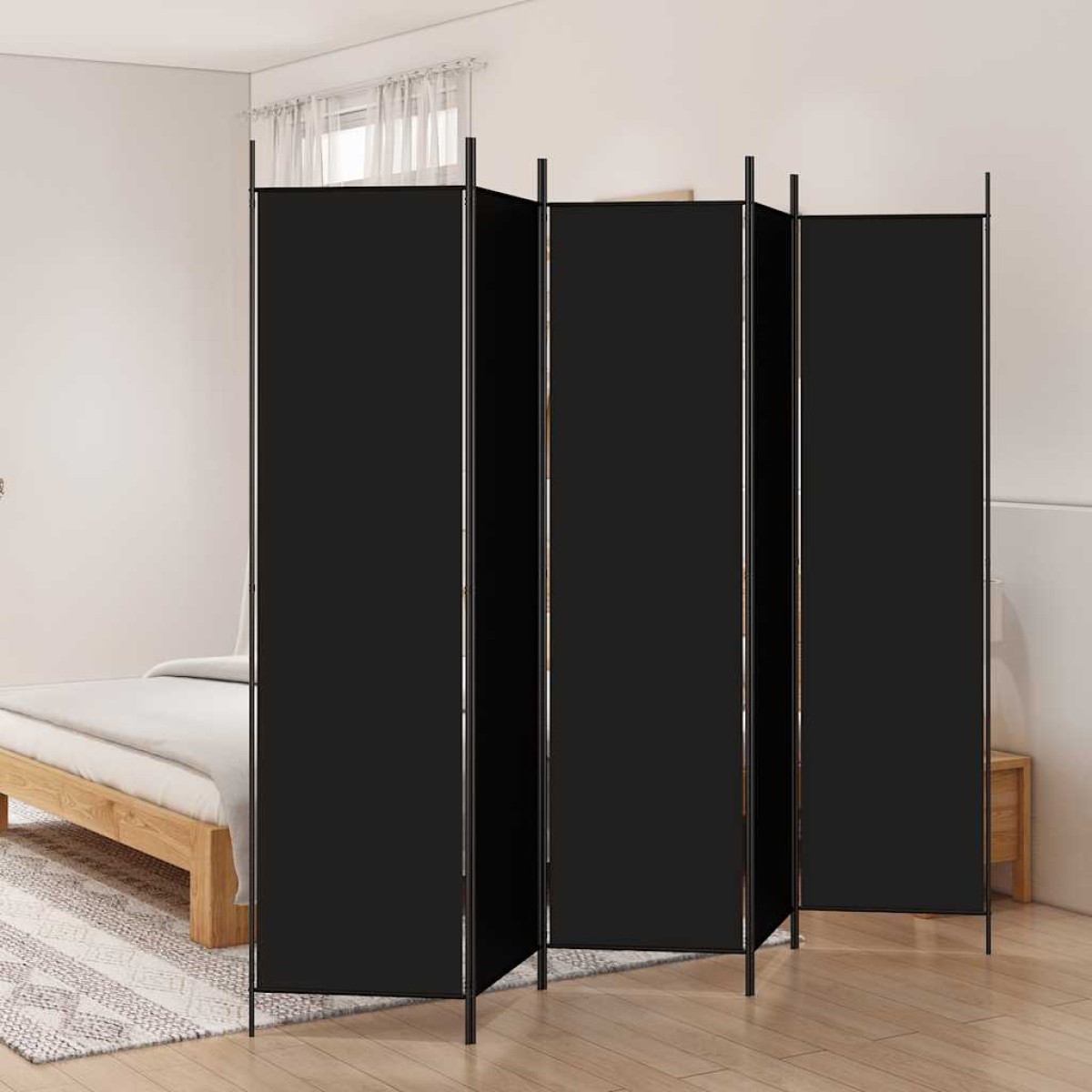 vidaXL Διαχωριστικό Δωματίου με 5 Πάνελ Μαύρο 250x200 εκ. από Ύφασμα
