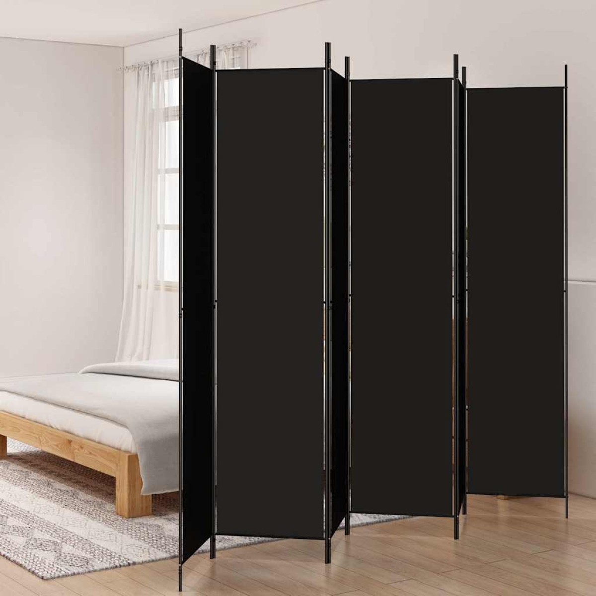 vidaXL Διαχωριστικό Δωματίου με 6 Πάνελ Μαύρο 300x220 εκ. από Ύφασμα