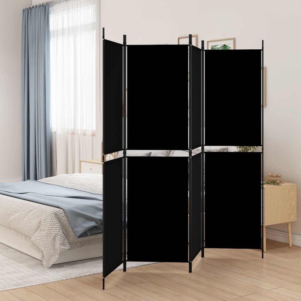 vidaXL Διαχωριστικό Δωματίου με 4 Πάνελ Μαύρο 200x180 εκ. από Ύφασμα