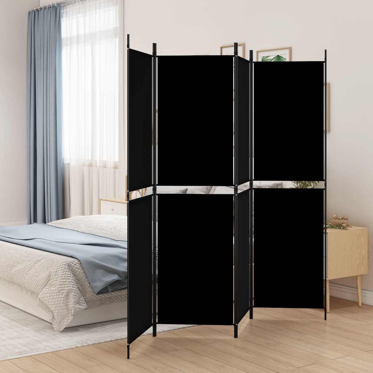 vidaXL Διαχωριστικό Δωματίου με 4 Πάνελ Μαύρο 200x180 εκ. από Ύφασμα