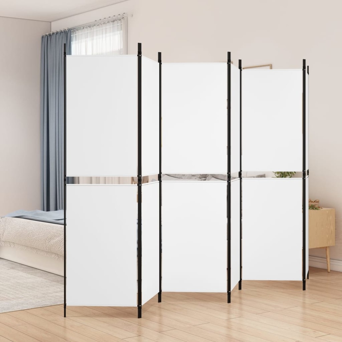 vidaXL Διαχωριστικό Δωματίου με 6 Πάνελ Λευκό 300x180 εκ. από Ύφασμα
