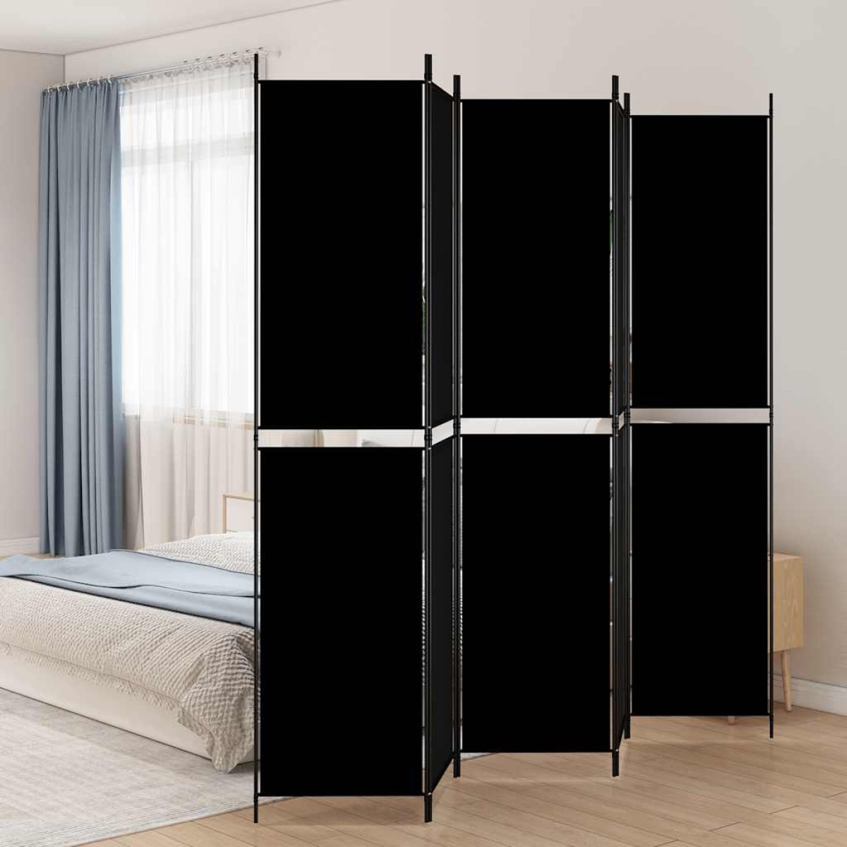 vidaXL Διαχωριστικό Δωματίου με 5 Πάνελ Μαύρο 250x220 εκ. από Ύφασμα