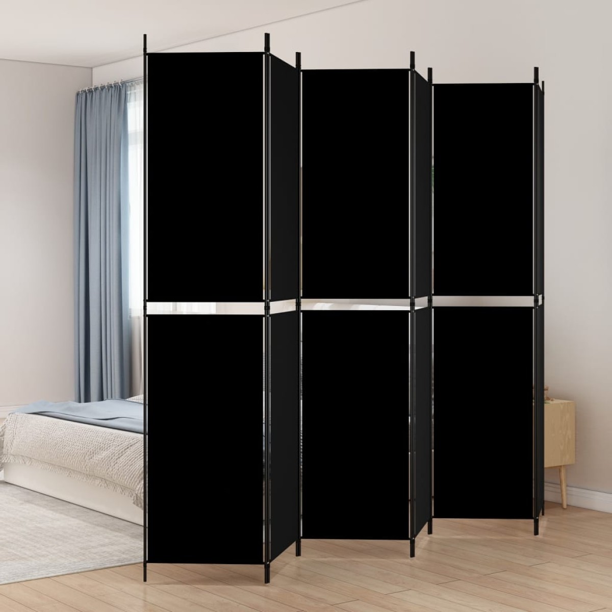 vidaXL Διαχωριστικό Δωματίου με 6 Πάνελ Μαύρο 300x220 εκ. από Ύφασμα