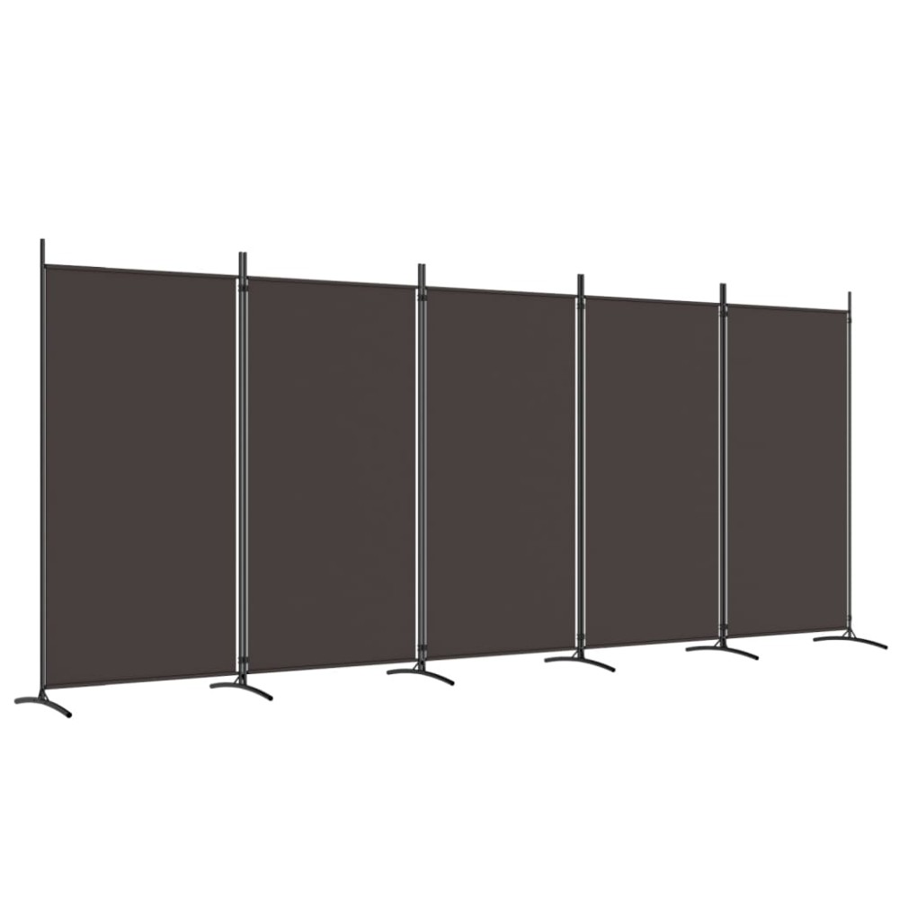 vidaXL Διαχωριστικό Δωματίου με 5 Πάνελ Καφέ 433x180 εκ. από Ύφασμα