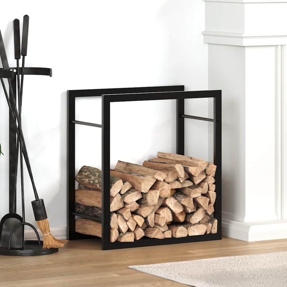 vidaXL Ραφιέρα Καυσόξυλων Ματ Μαύρο 50x28x56 εκ. Ατσάλι