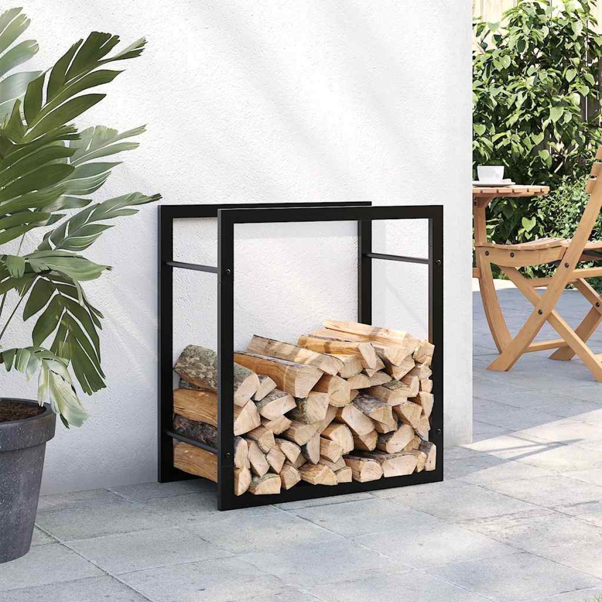 vidaXL Ραφιέρα Καυσόξυλων Ματ Μαύρο 50x28x56 εκ. Ατσάλι