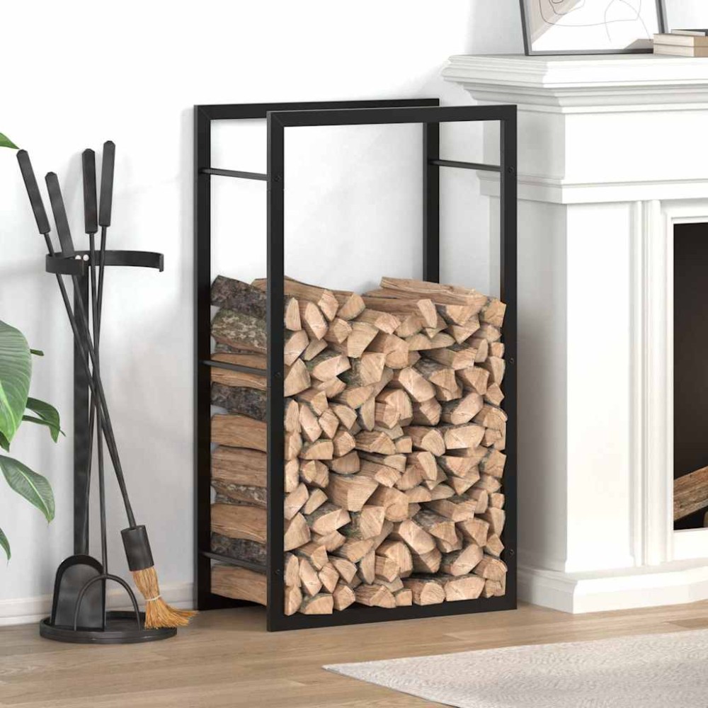 vidaXL Ραφιέρα Καυσόξυλων Ματ Μαύρο 50x28x94 εκ. Ατσάλι