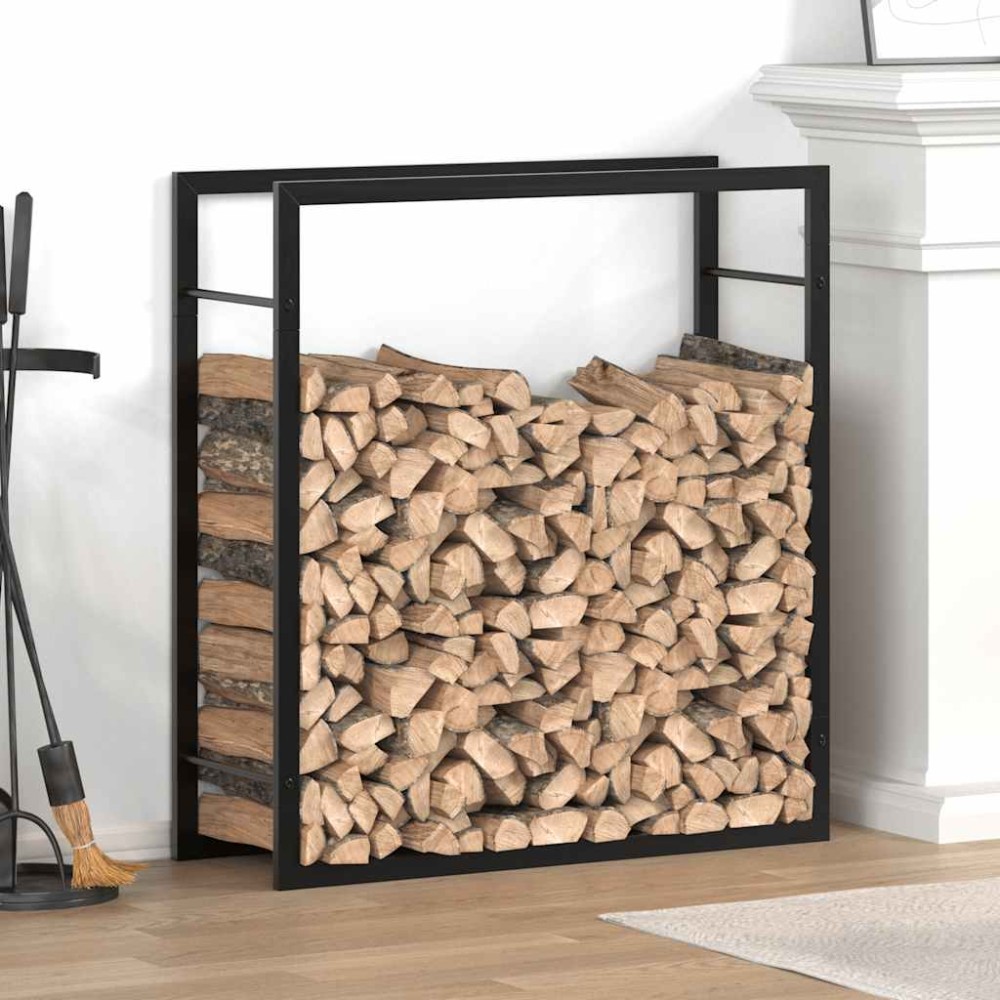 vidaXL Ραφιέρα Καυσόξυλων Ματ Μαύρο 80x28x86 εκ. Ατσάλι