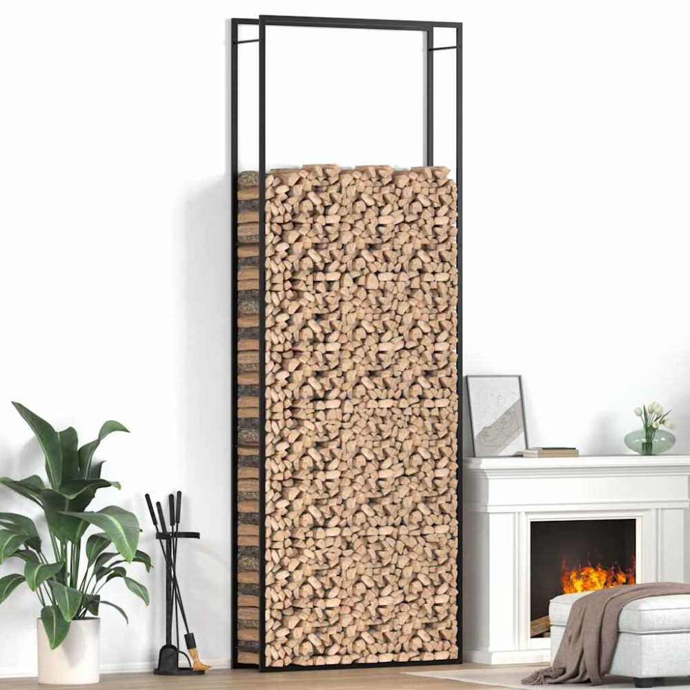 vidaXL Ραφιέρα Καυσόξυλων Ματ Μαύρο 110x28x312 εκ. Ατσάλι