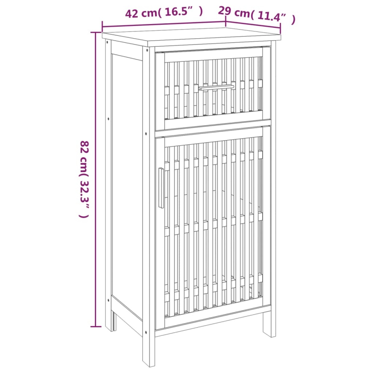 vidaXL Ντουλάπι Μπάνιου 42 x 29 x 82 εκ. από Μασίφ Ξύλο Καρυδιάς