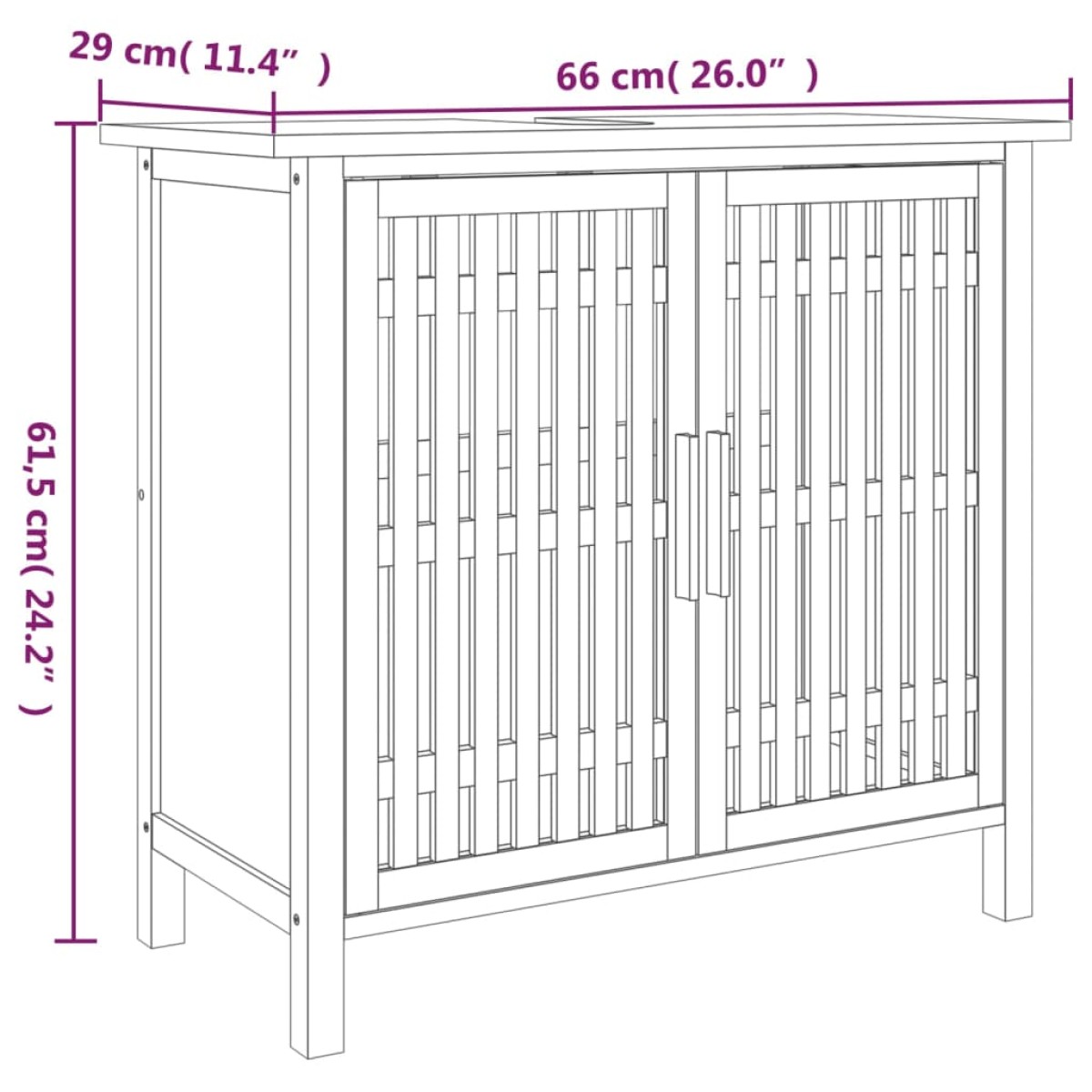 vidaXL Έπιπλο Νιπτήρα Μπάνιου 66x29x61,5 εκ. από Μασίφ Ξύλο Καρυδιάς