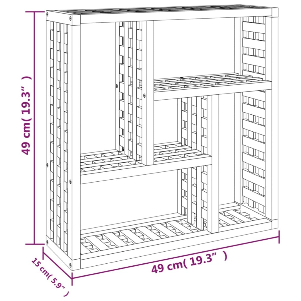 vidaXL Ράφι Τοίχου 49 x 15 x 49 εκ. από Μασίφ Ξύλο Καρυδιάς