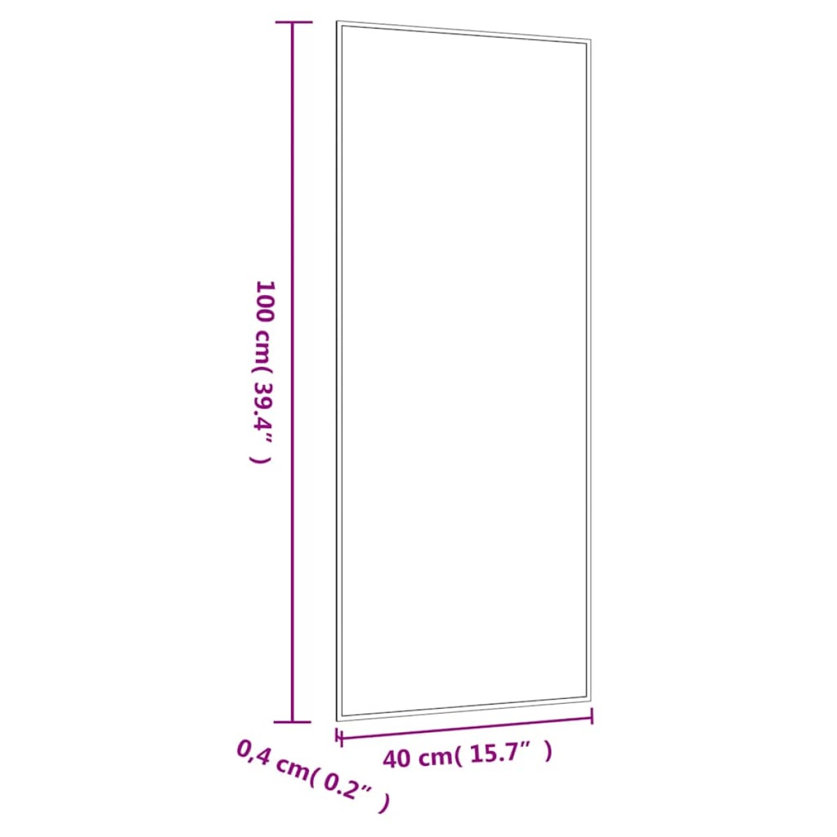vidaXL Καθρέφτης Επιτοίχιος Ορθογώνιος 40 x 100 εκ.