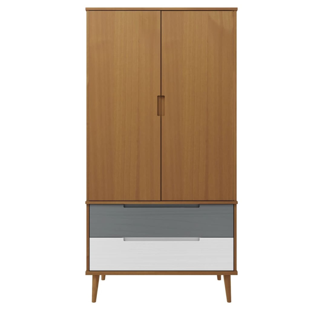 vidaXL Ντουλάπα MOLDE Καφέ 90 x 55 x 175 εκ. από Μασίφ Ξύλο Πεύκου