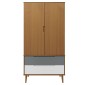 vidaXL Ντουλάπα MOLDE Καφέ 90 x 55 x 175 εκ. από Μασίφ Ξύλο Πεύκου