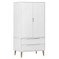 vidaXL Ντουλάπα MOLDE Λευκή 90x55x175 εκ. από Μασίφ Ξύλο Πεύκου