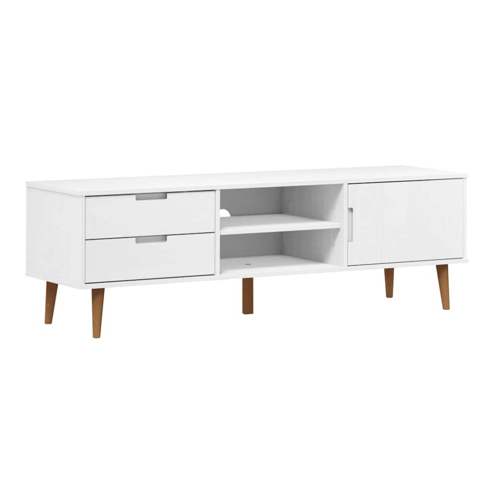 vidaXL Έπιπλο Τηλεόρασης MOLDE Λευκό 158x40x49 εκ. Μασίφ Ξύλο Πεύκου