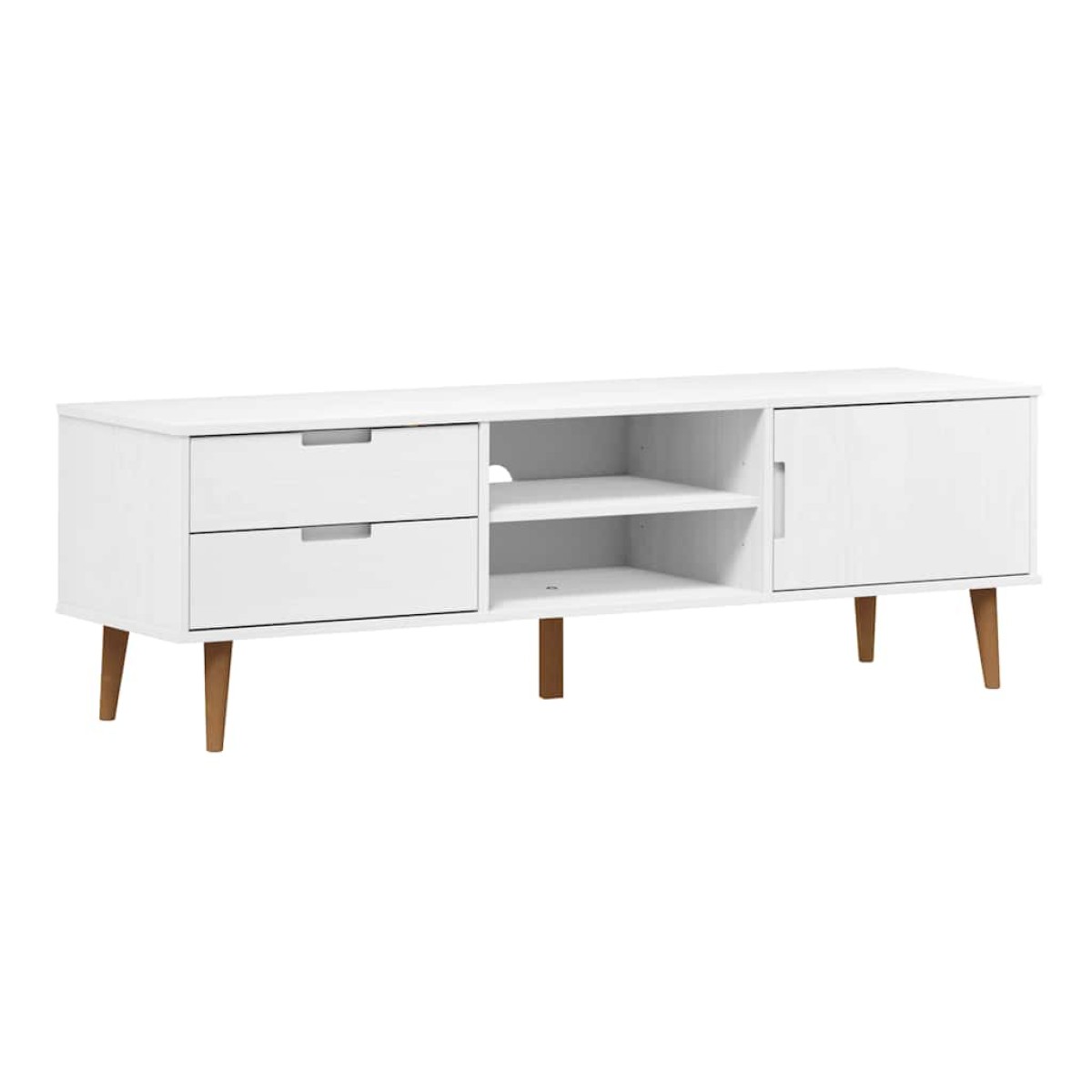 vidaXL Έπιπλο Τηλεόρασης MOLDE Λευκό 158x40x49 εκ. Μασίφ Ξύλο Πεύκου
