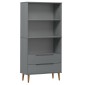 vidaXL Βιβλιοθήκη MOLDE Γκρι 85x35x170,5 εκ. από Μασίφ Ξύλο Πεύκου