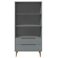 vidaXL Βιβλιοθήκη MOLDE Γκρι 85x35x170,5 εκ. από Μασίφ Ξύλο Πεύκου