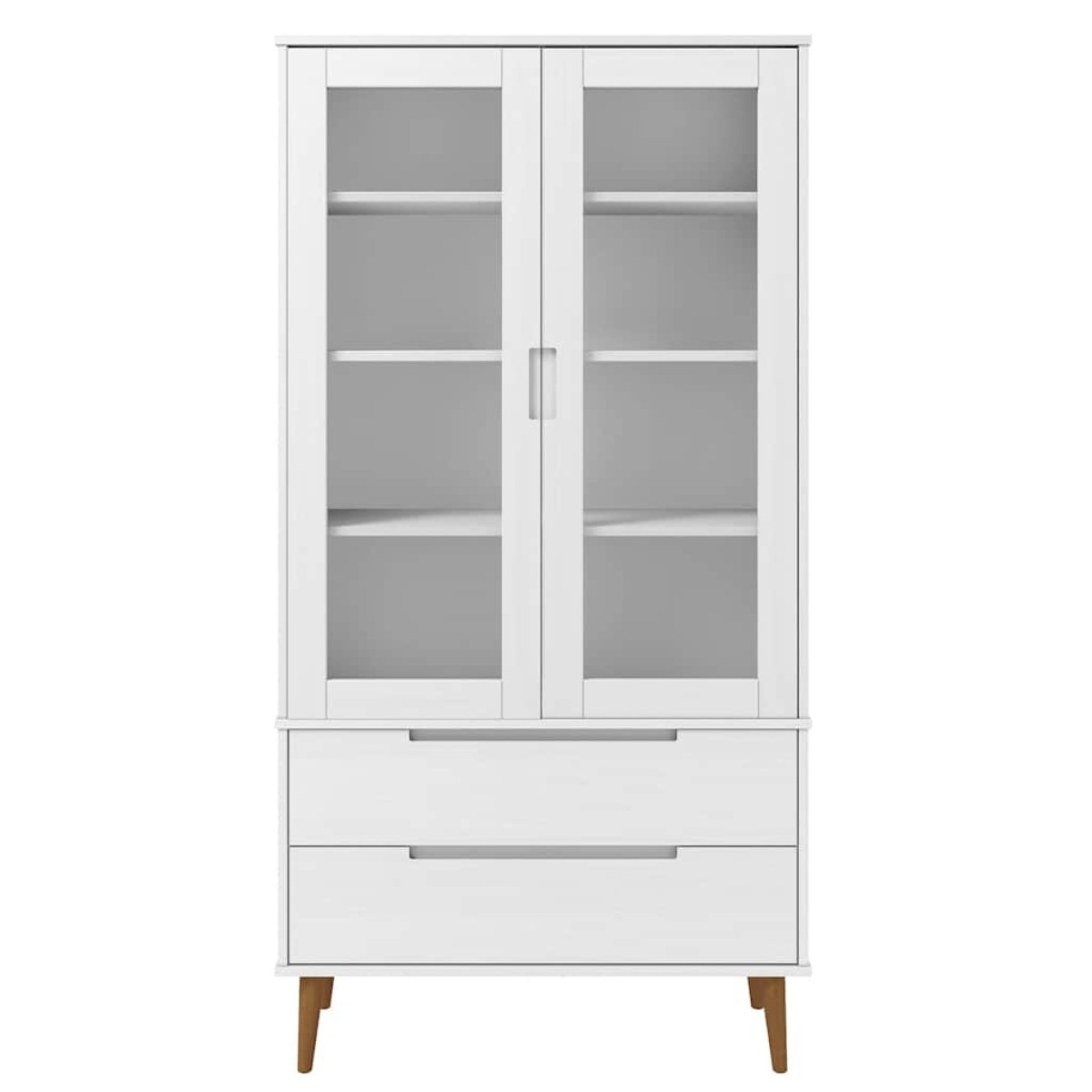 vidaXL Βιτρίνα MOLDE Λευκή 90 x 35 x 175 εκ. από Μασίφ Ξύλο Πεύκου
