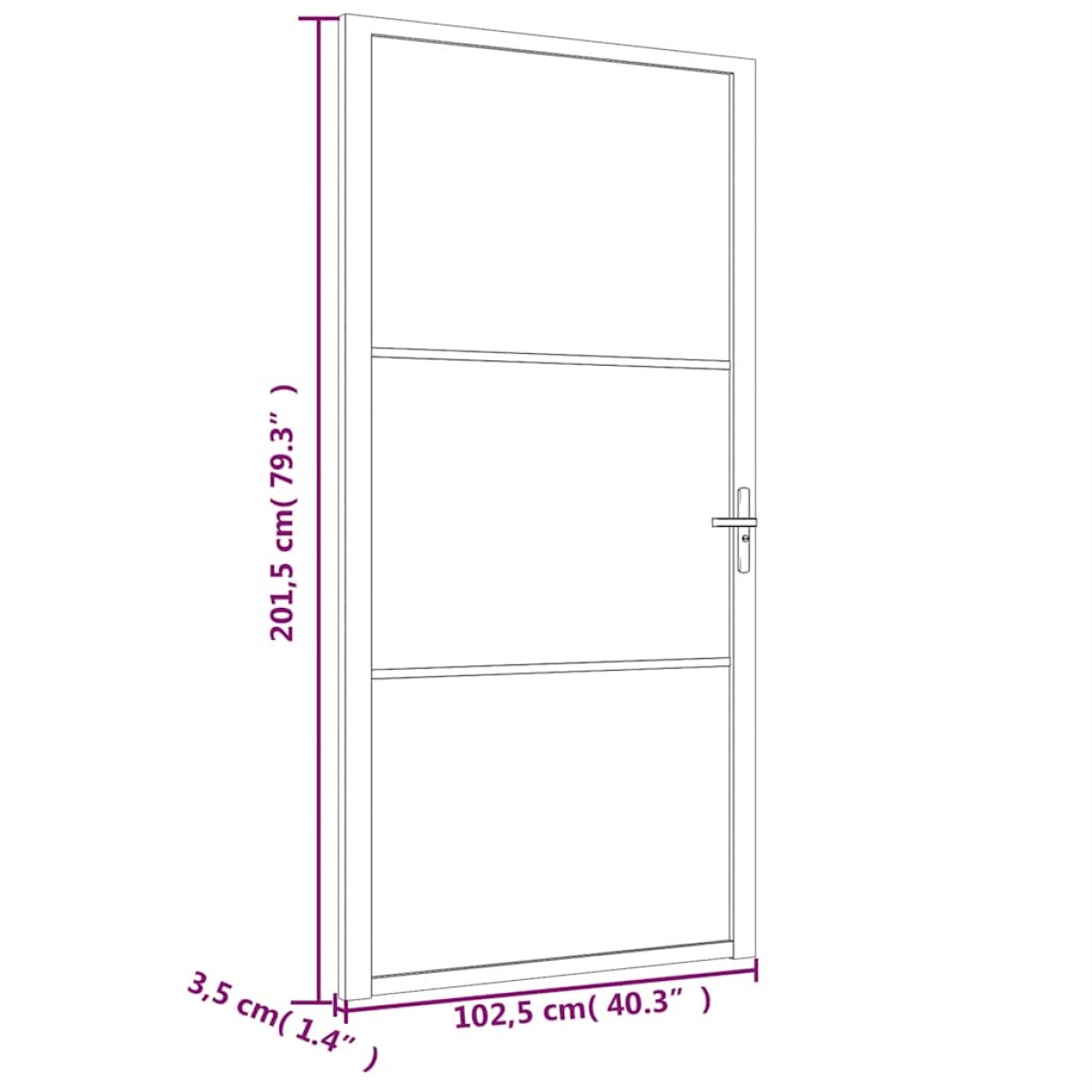 vidaXL Εσωτερική Πόρτα 102,5x201,5 εκ. Λευκή ESG Γυαλί και Αλουμίνιο