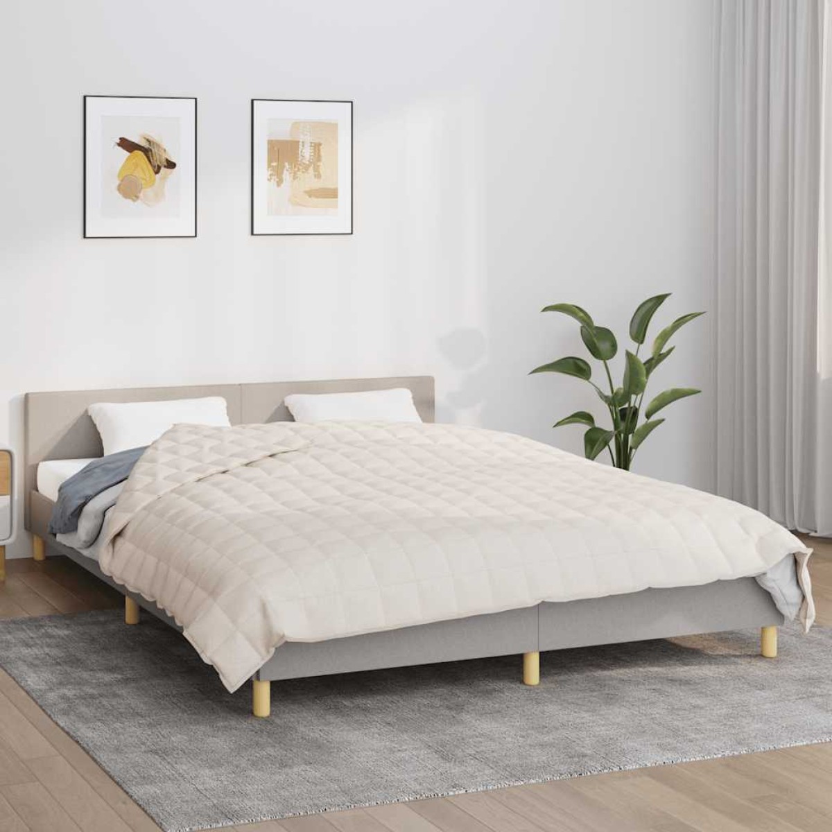 vidaXL Κουβέρτα Βαρύτητας Ανοιχτό Κρεμ 220 x 235 εκ. 11 κ. Υφασμάτινη