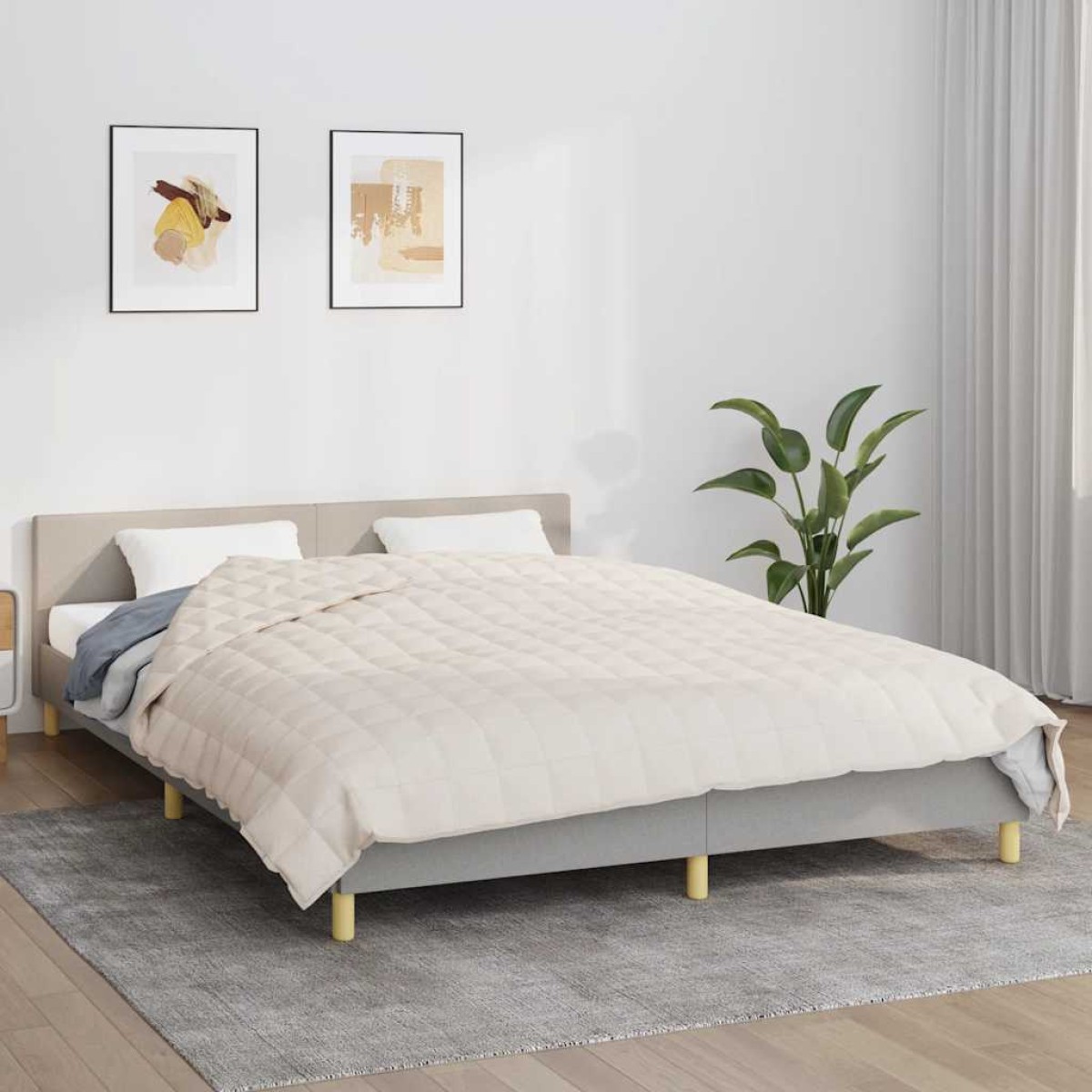 vidaXL Κουβέρτα Βαρύτητας Ανοιχτό Κρεμ 220 x 235 εκ. 15 κ. Υφασμάτινη