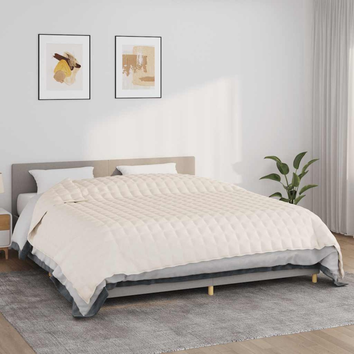 vidaXL Κουβέρτα Βαρύτητας Ανοιχτό Κρεμ 235 x 290 εκ. 15 κ. Υφασμάτινη