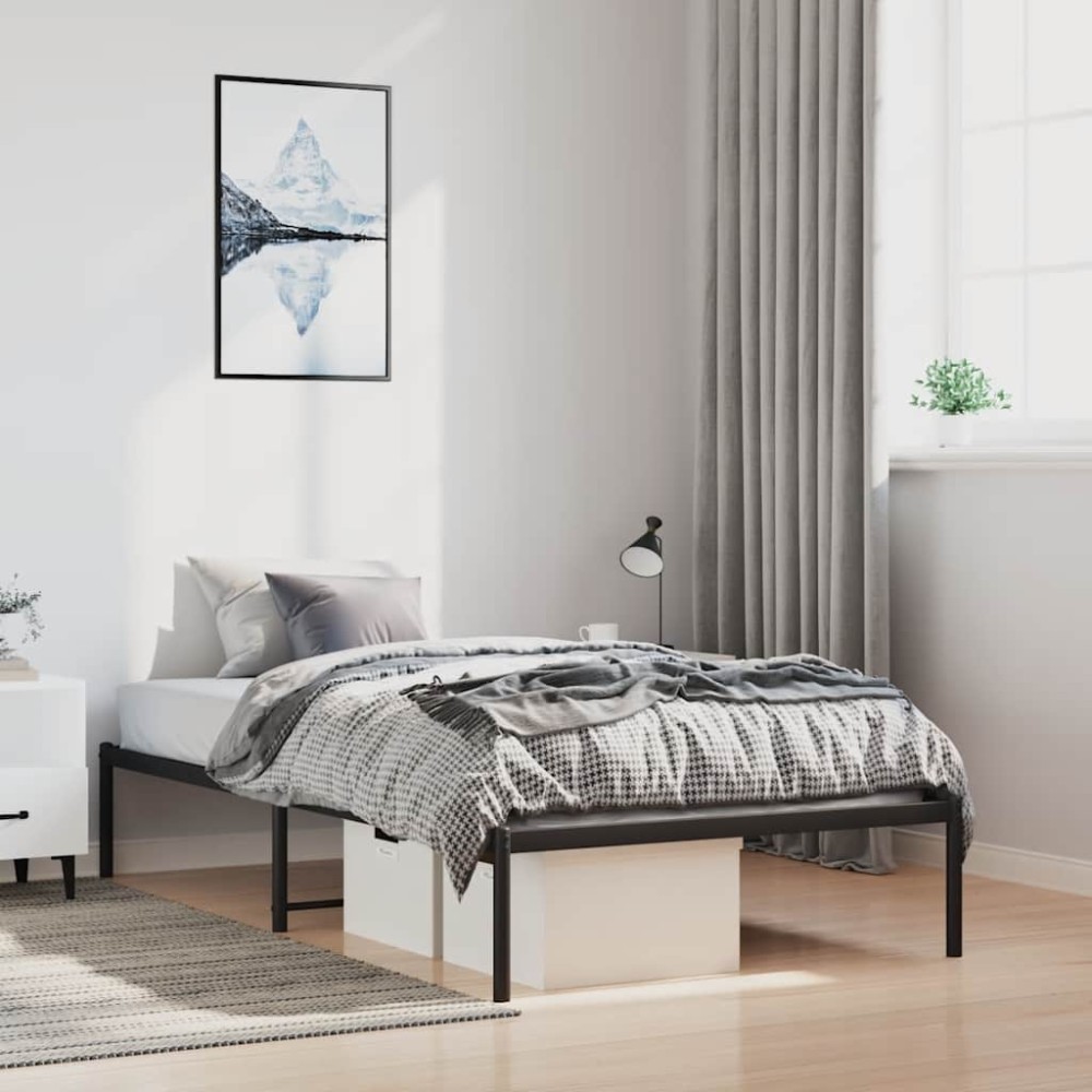 vidaXL Μεταλλικό πλαίσιο κρεβατιού Μαύρο 100x190 cm