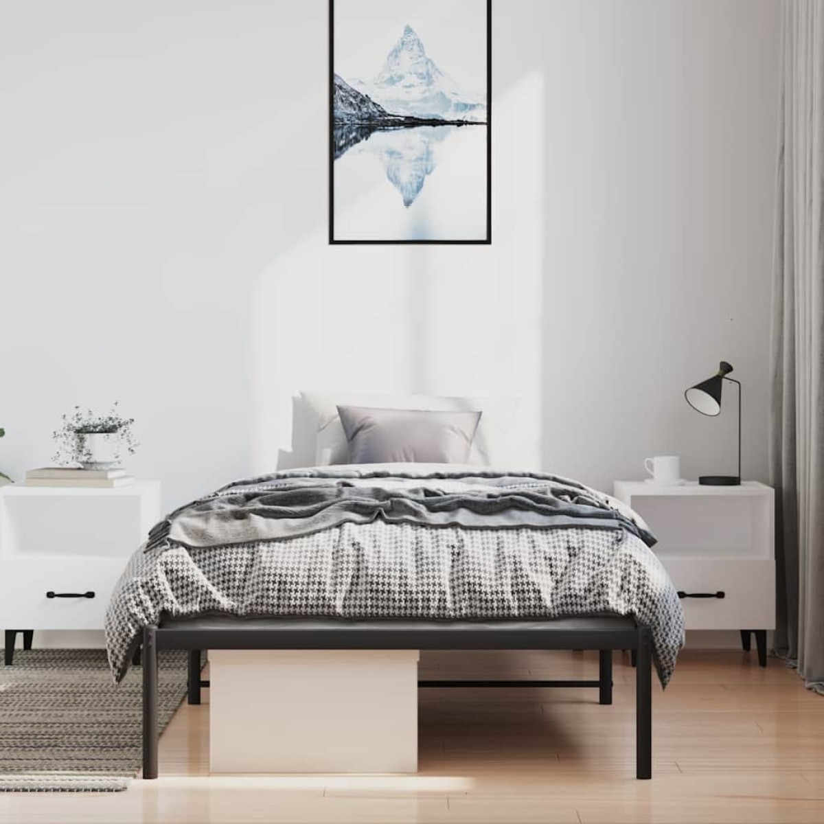 vidaXL Μεταλλικό πλαίσιο κρεβατιού Μαύρο 100x190 cm