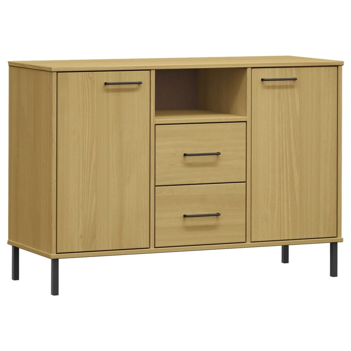vidaXL Μπουφές OSLO Καφέ 113x40x77 εκ. Μασίφ Ξύλο με Μεταλλικά Πόδια